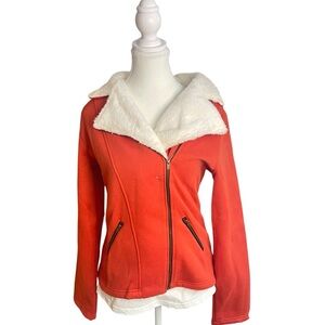 Doublju Suede Motorcycle Jacket Red White